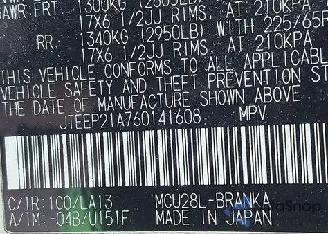 2006 Toyota Highlander Limited V6 from USA, damaged, VIN JTEEP21A760141608